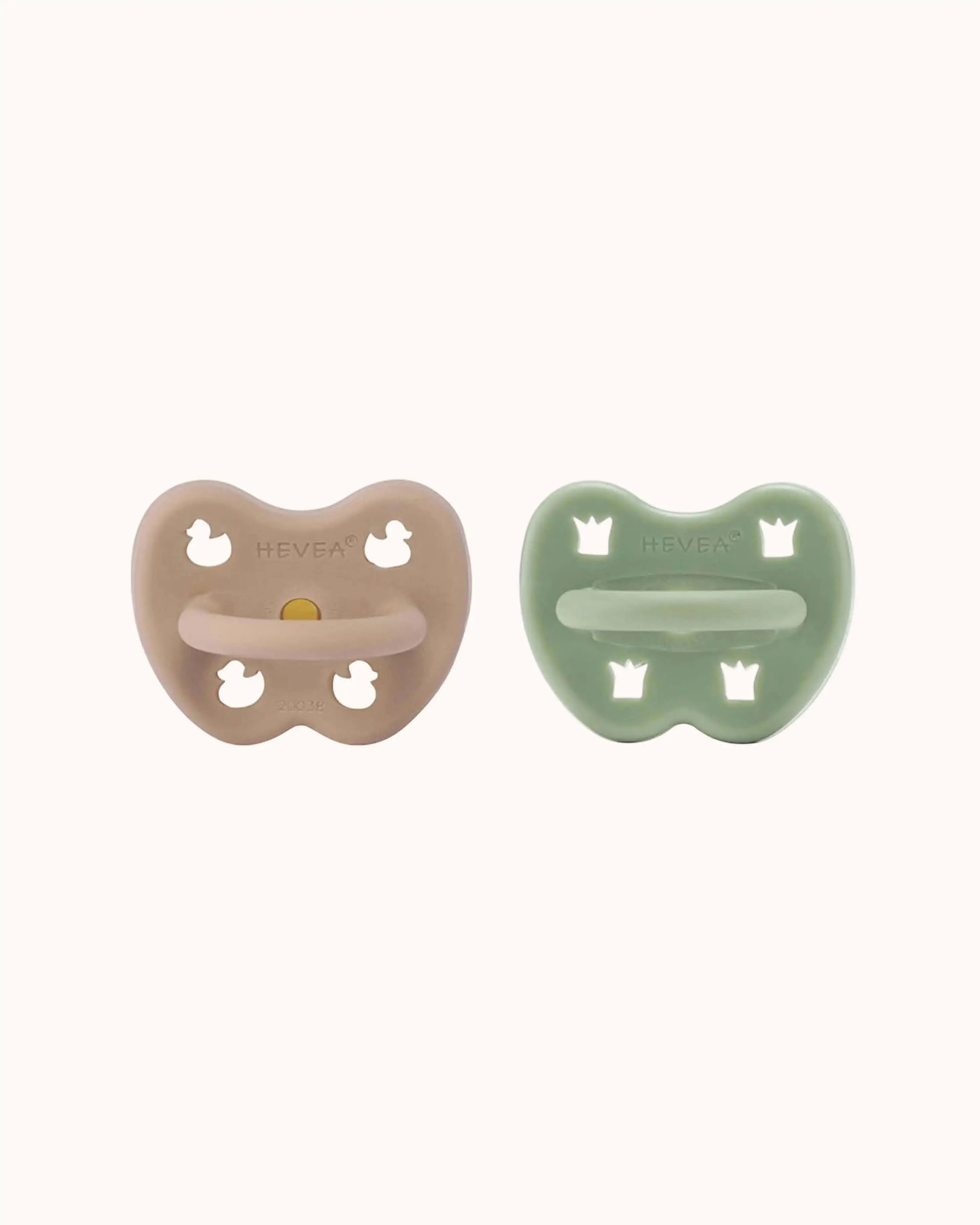 Pacifier Set in tan beige/moss green