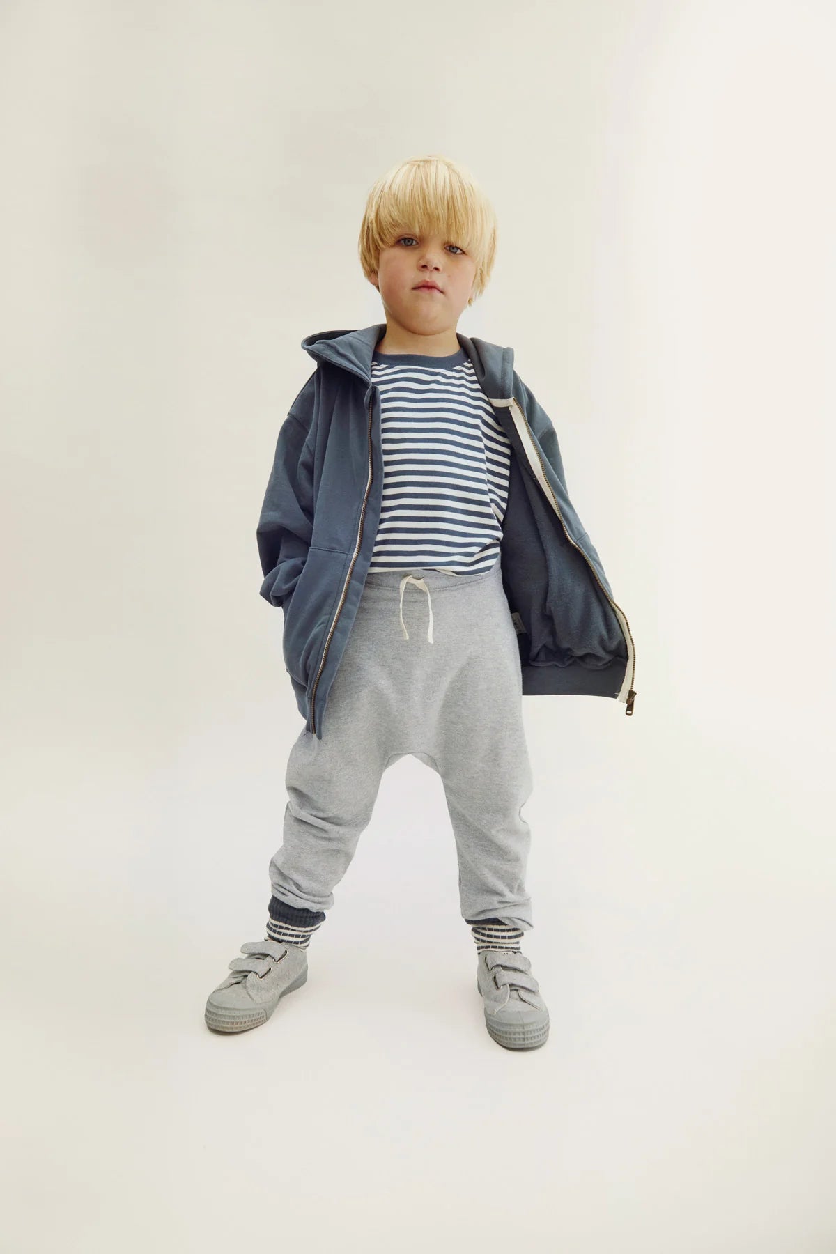 Gerippte Socken in blue grey/cream - 2er Set