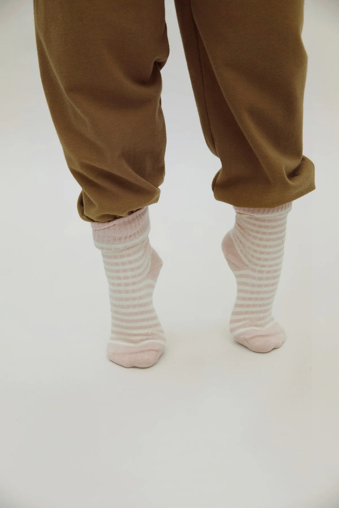 Gerippte Socken in faded pink/cream - 2er Set