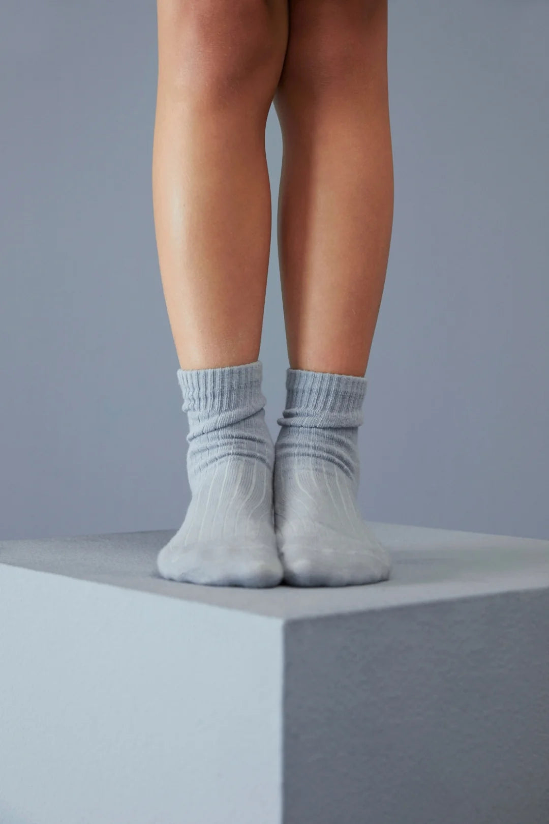 Gerippte Socken in stone gray/cream - 2er Set