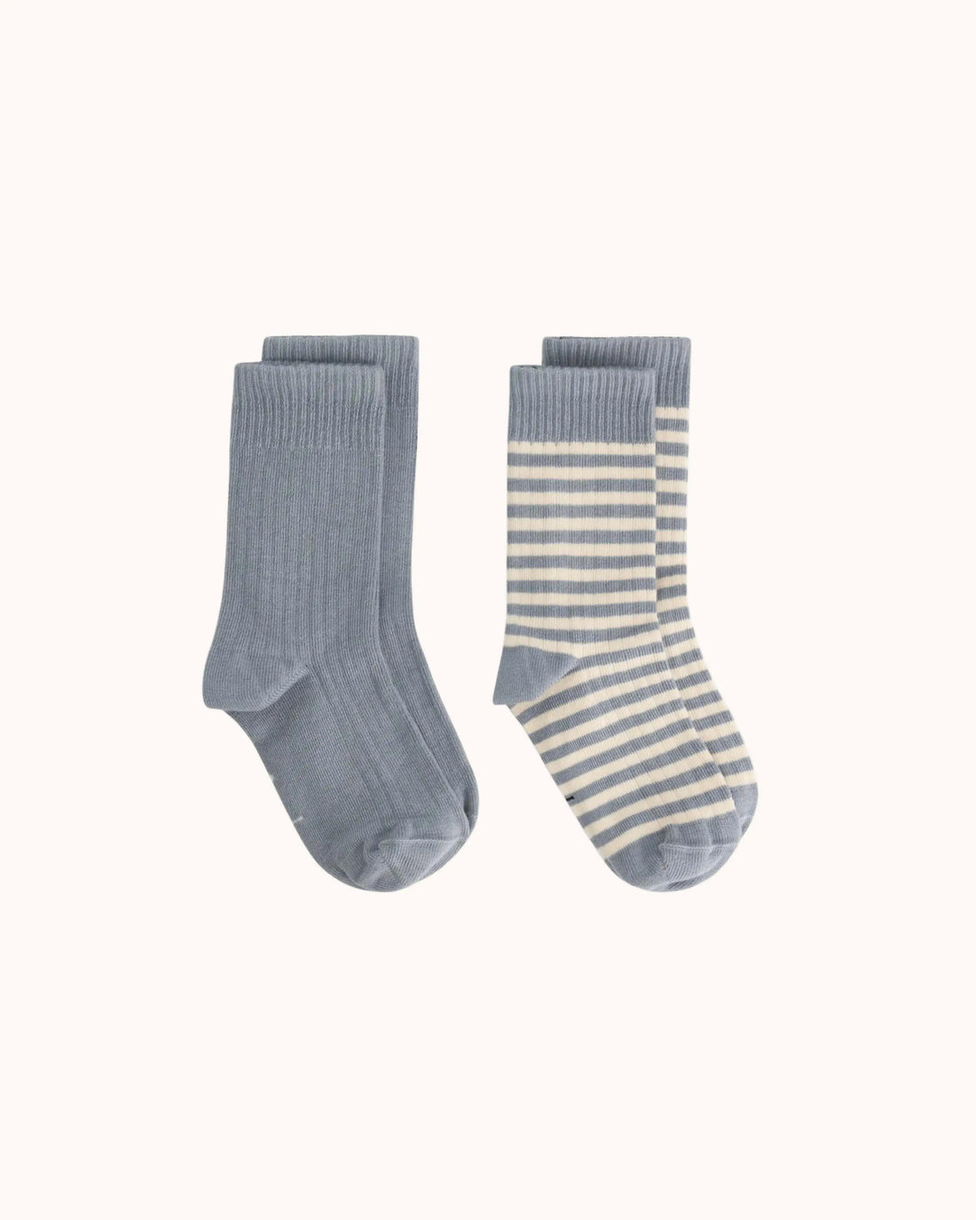Gerippte Socken in stone gray/cream - 2er Set
