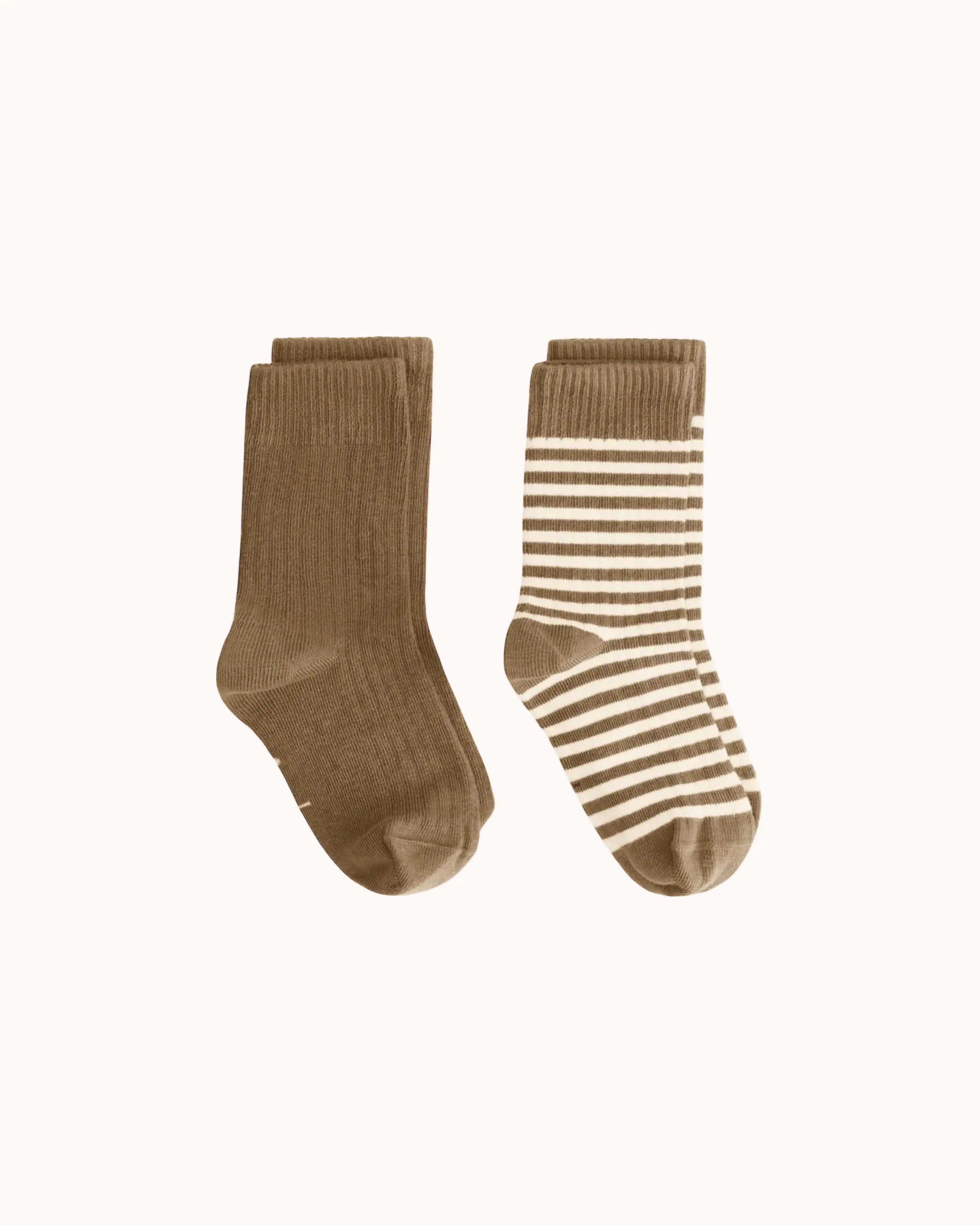 Ribbed Socks in woody/cream - Set of 2