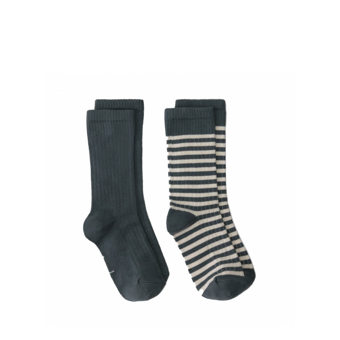 Chaussettes côtelées bleu gris/crème - lot de 2