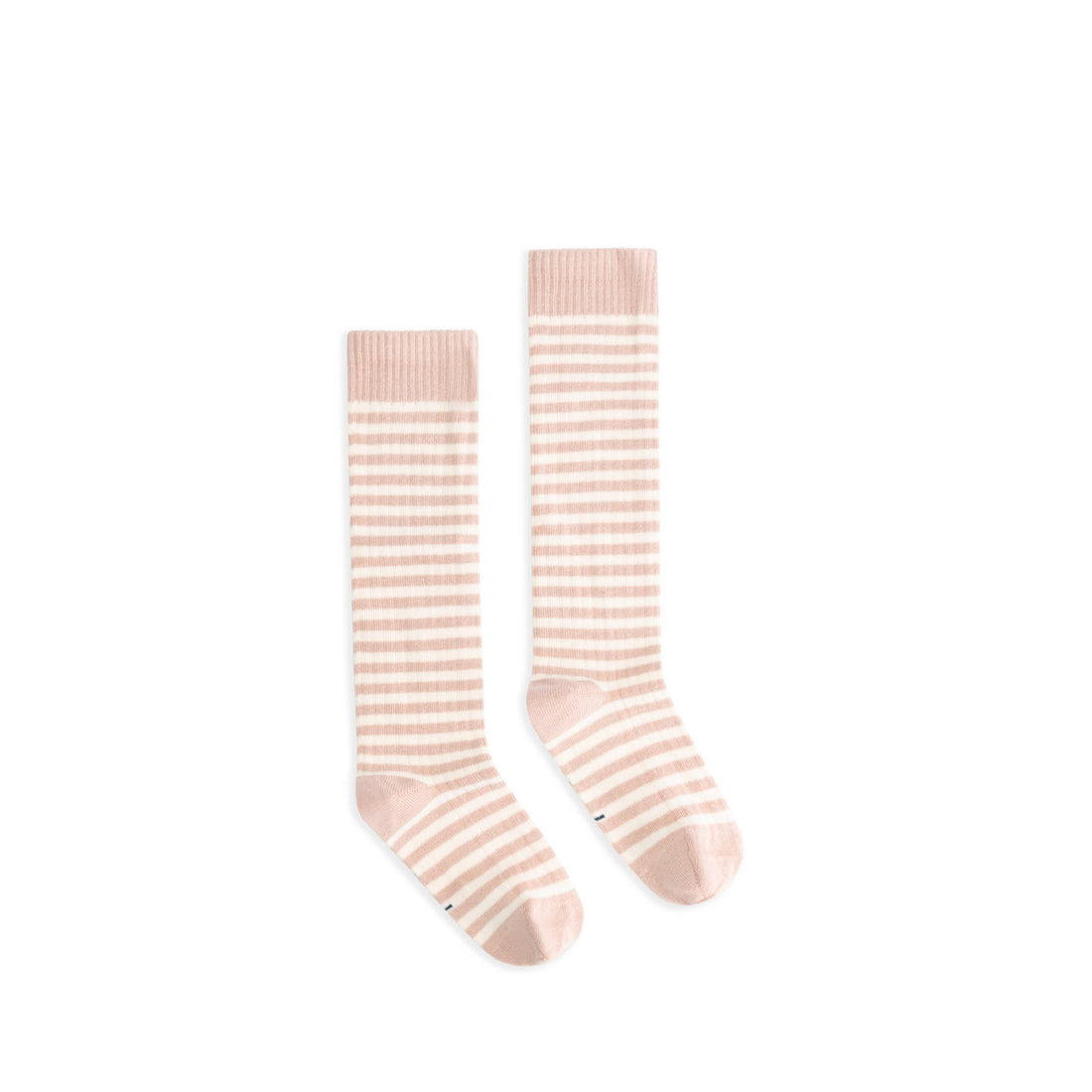 Chaussettes longues côtelées en rose délavé/crème