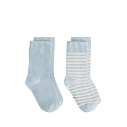 Ribbed Socks in sky/cream - Set of 2