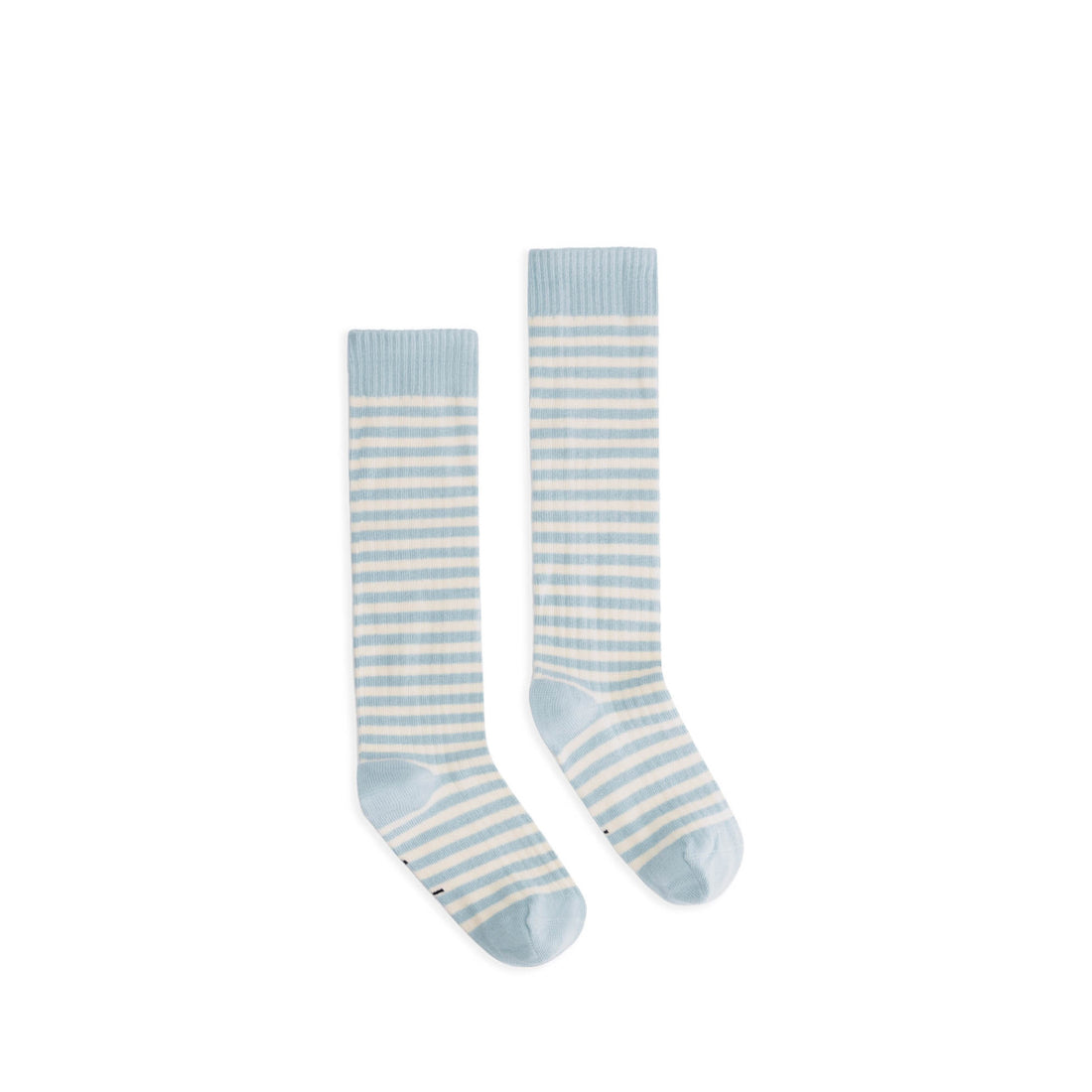 Chaussettes longues côtelées en ciel/crème