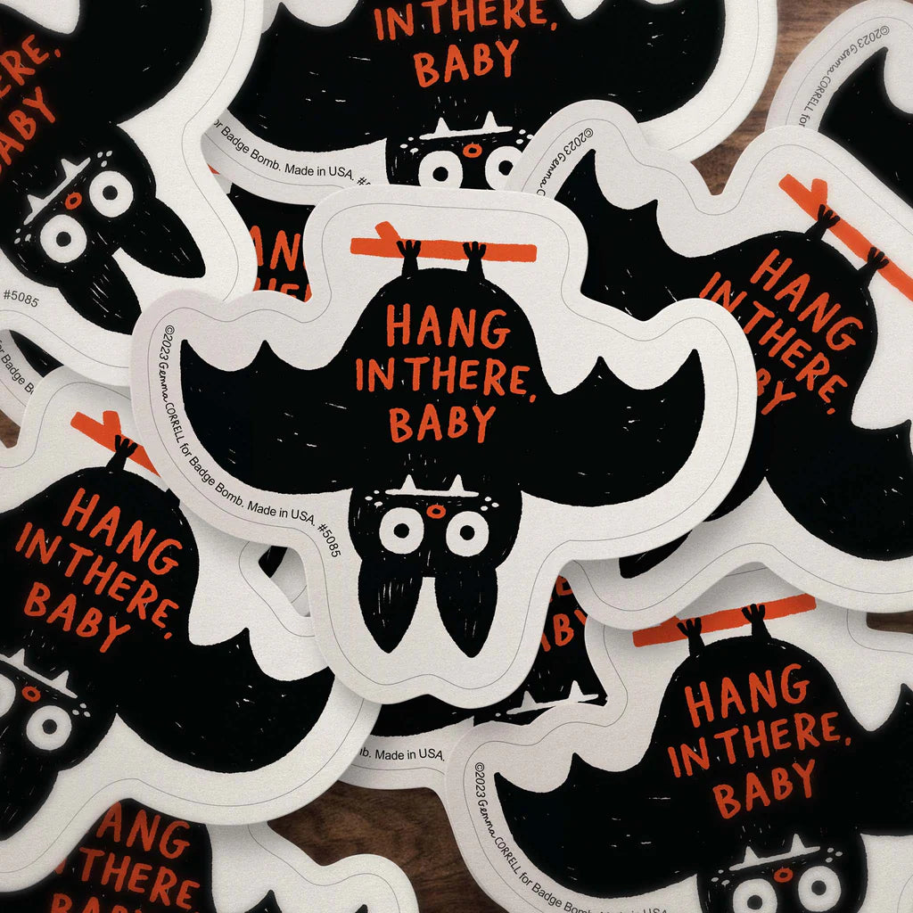Hang In There Baby Bat Sticker