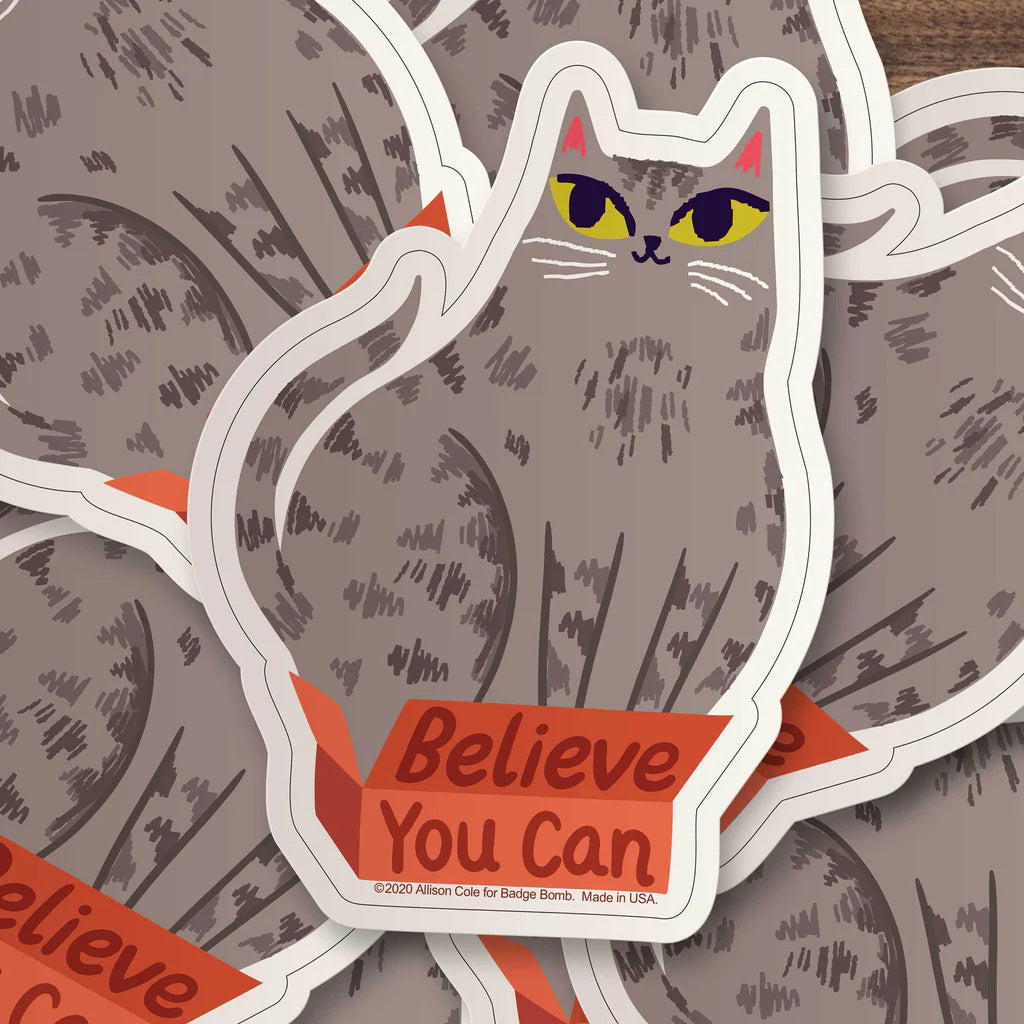 Believe You Can Sticker grey Cat