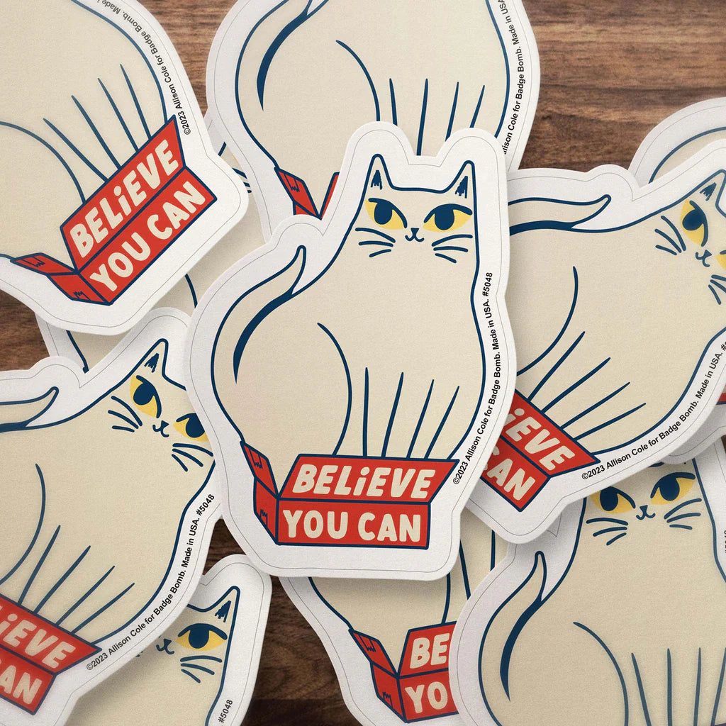 Believe You Can Sticker white Cat