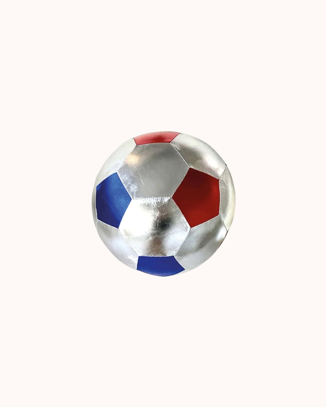 Stoffball Soccer in silber/blau/rot