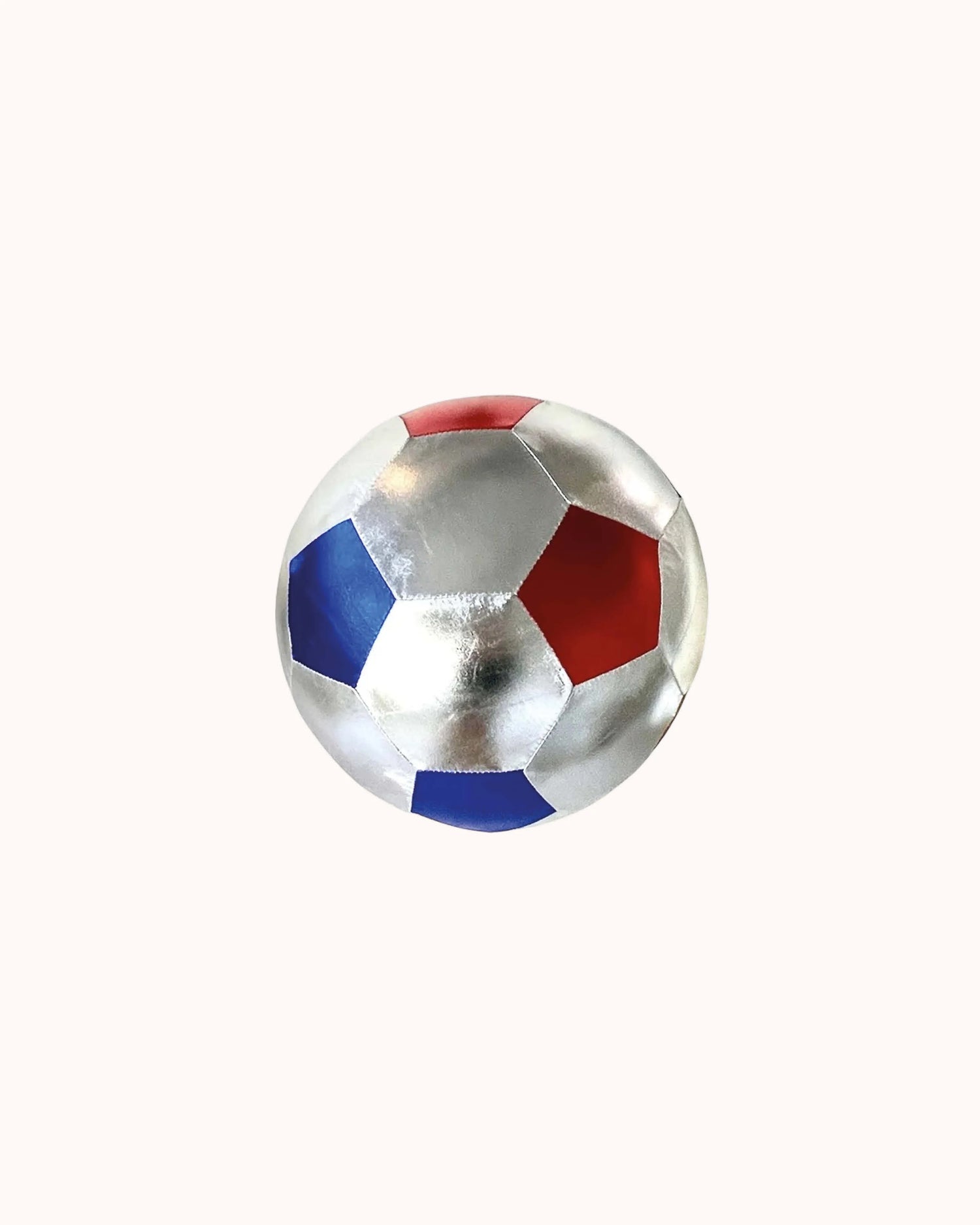 Stoffball Soccer in silber/blau/rot