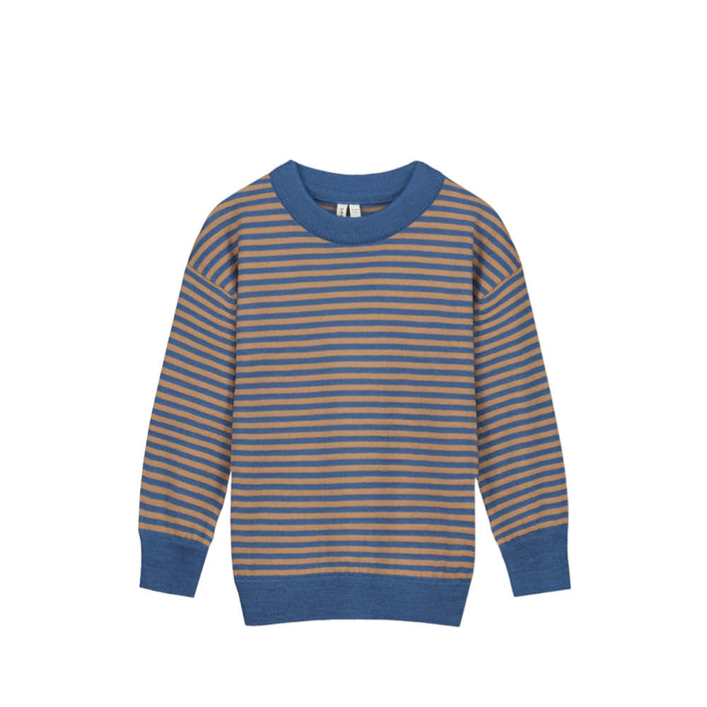 Knitted Jumper in blue grey/peanut