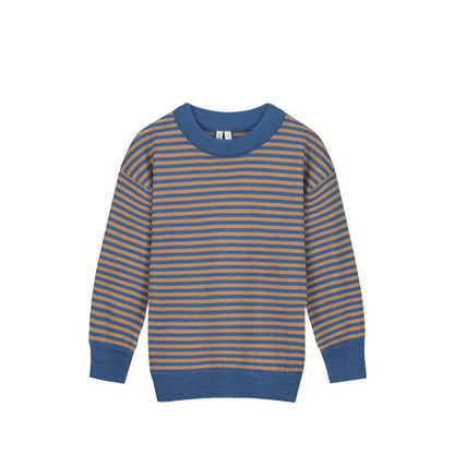 Knitted Jumper in blue grey/peanut