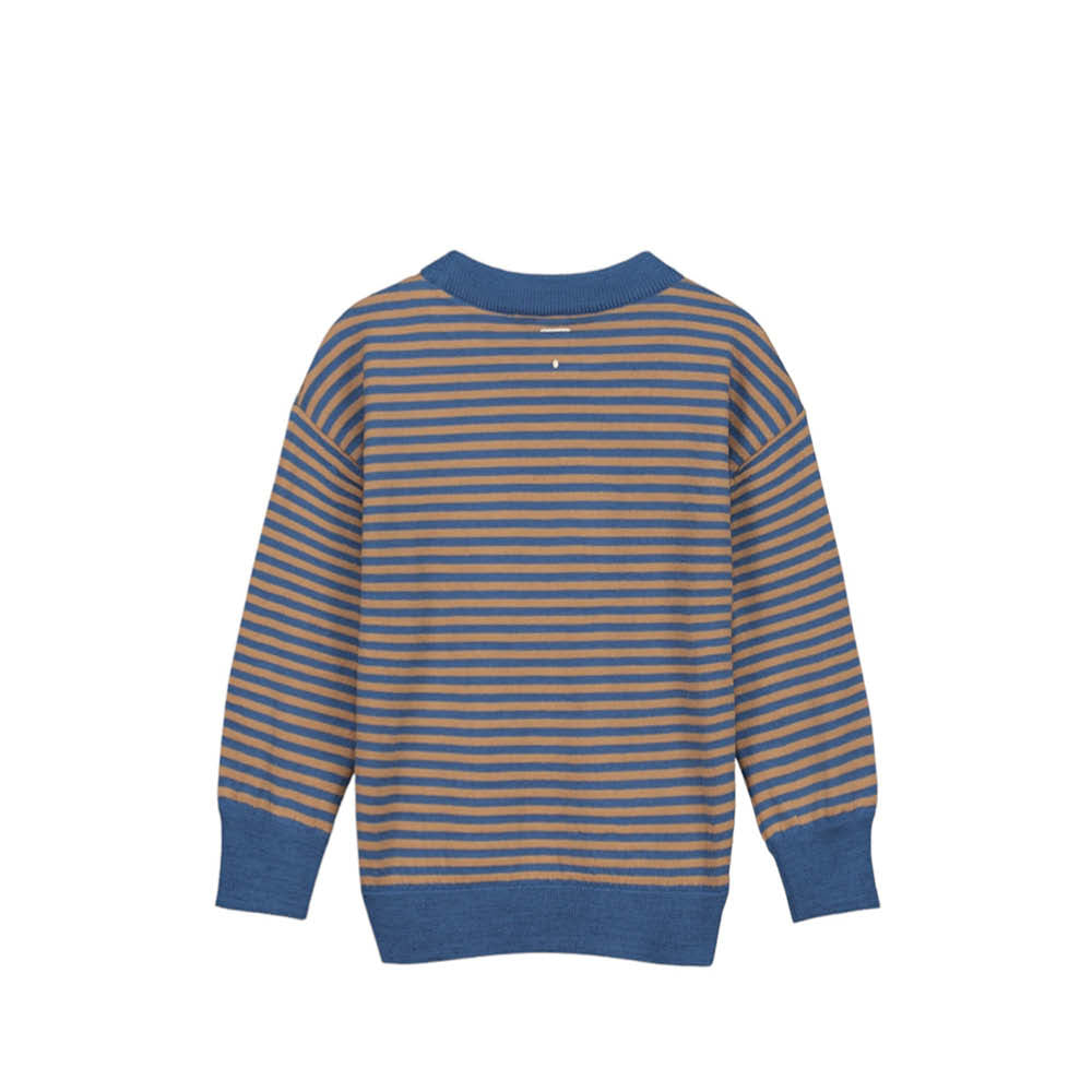 Knitted Jumper in blue grey/peanut