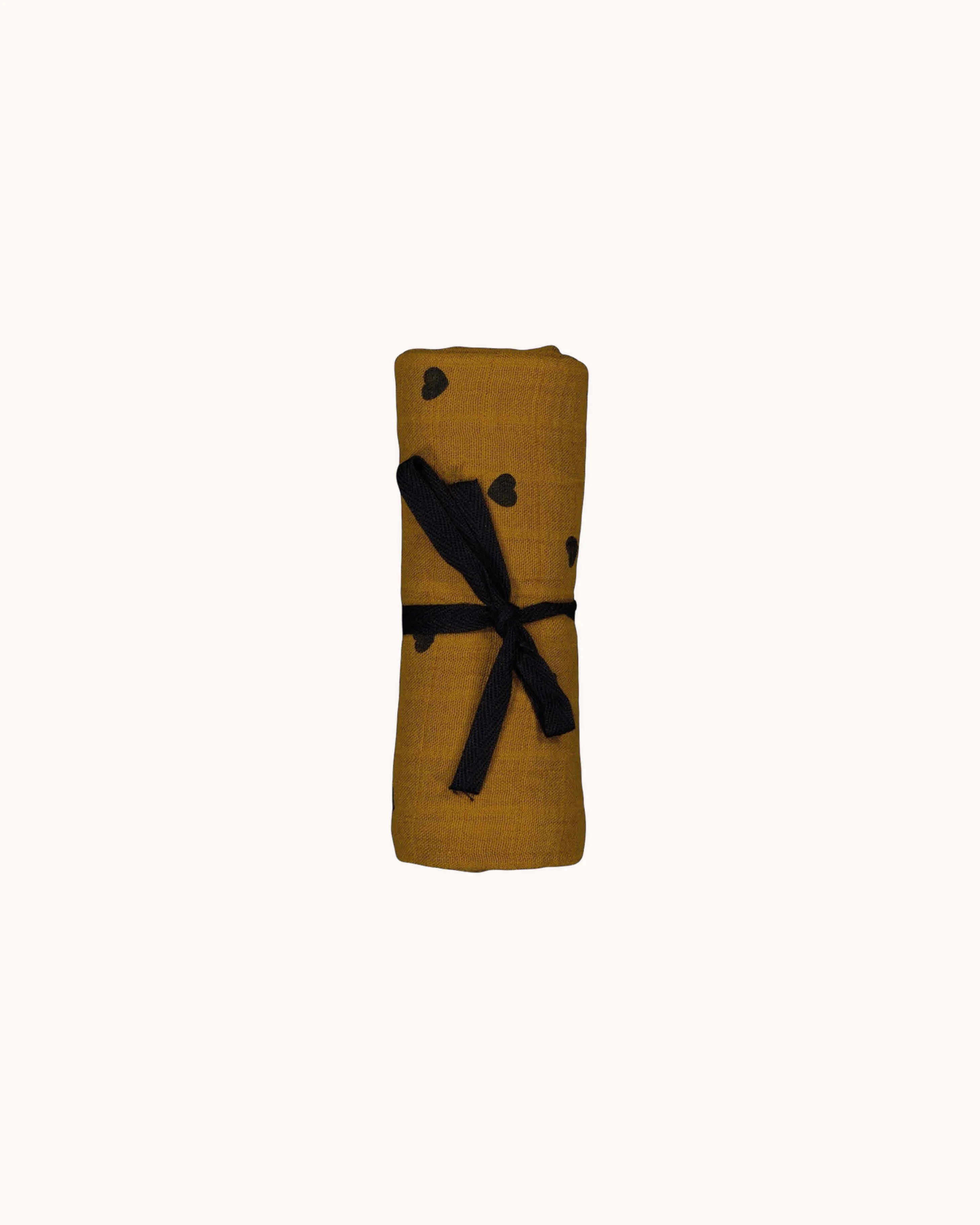 Musselin Swaddle Bianca in black heart cumin