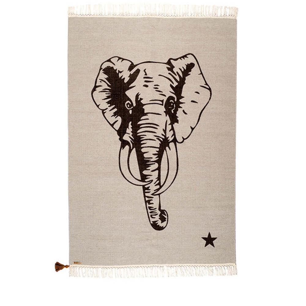 Tapis en coton Gypsy Elephant en gris
