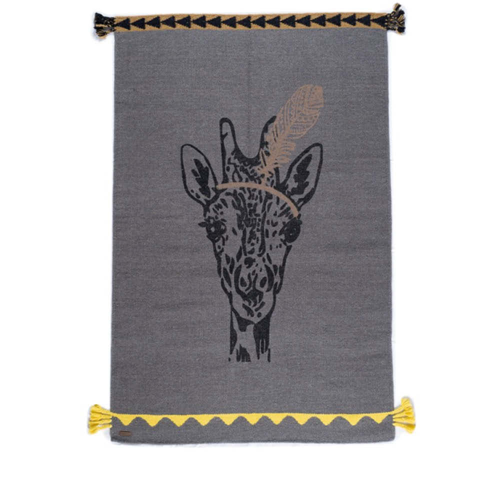 Wollteppich Zirkus Giraffe in grau