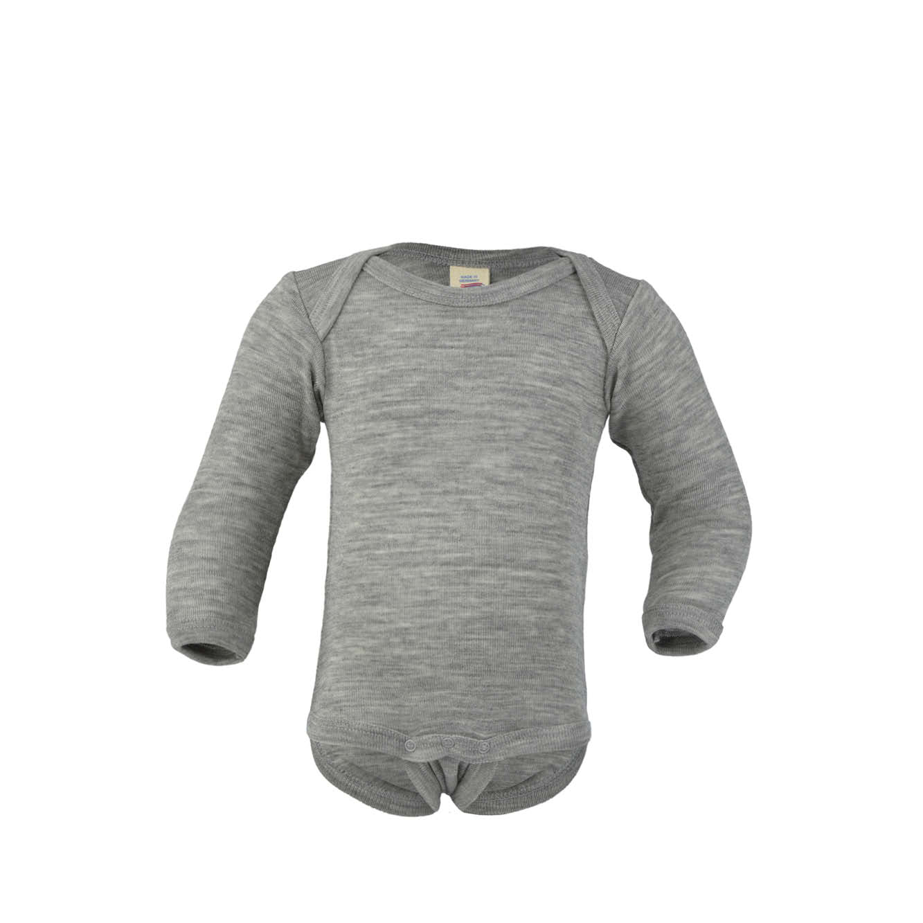 Wool/Silk long-sleeved Baby Body in gray melange