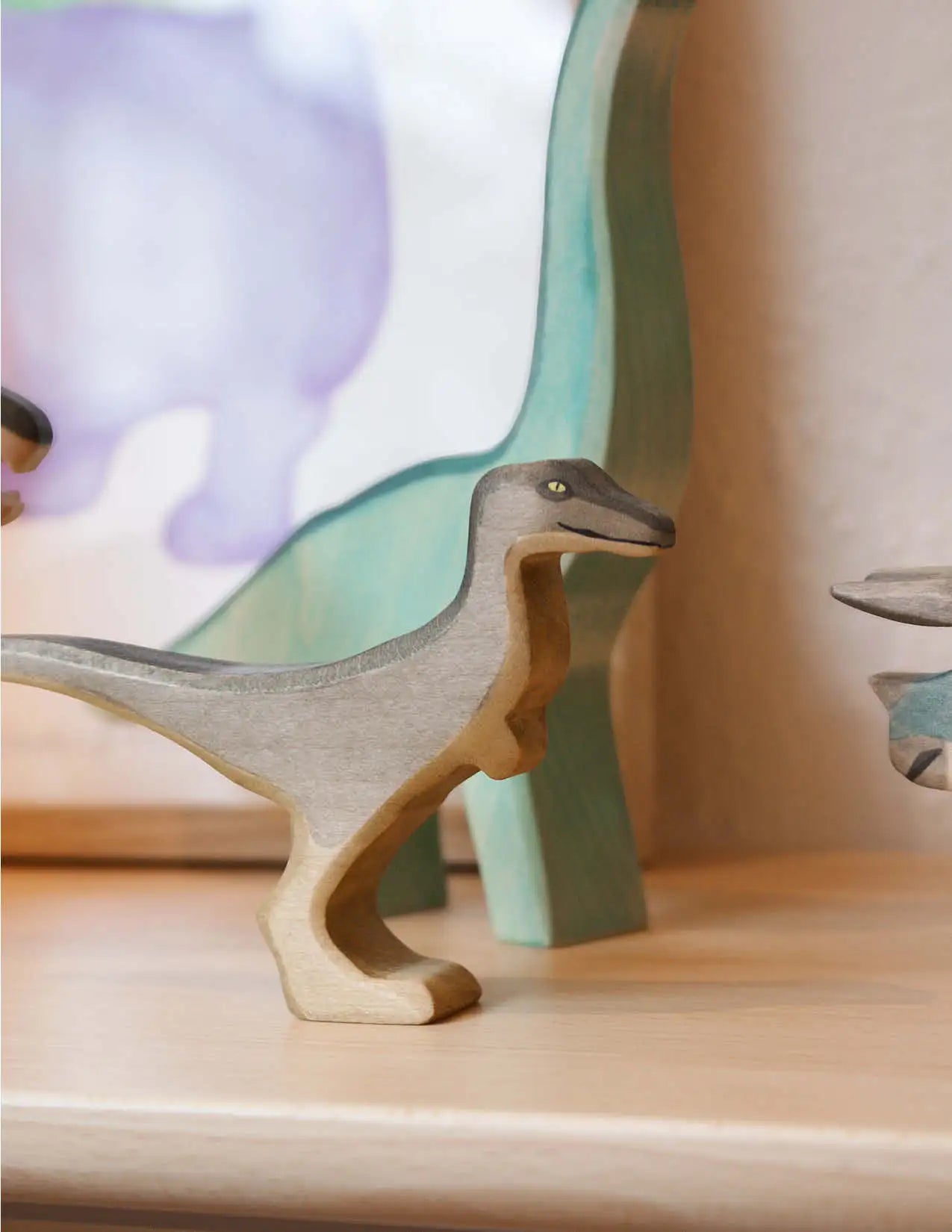 Wooden Figure Velociraptor