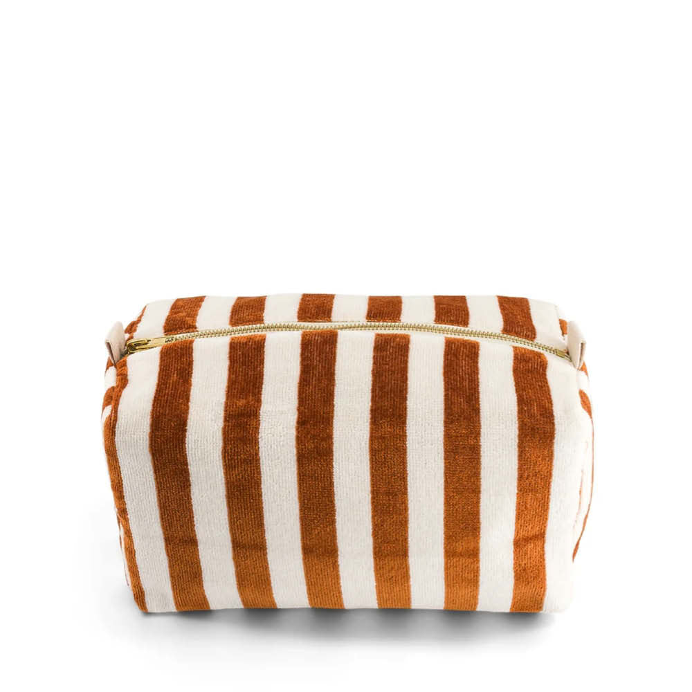 Toiletry Bag in caramel striped