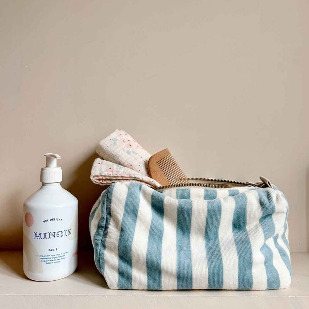 Toiletry Bag in cloud striped