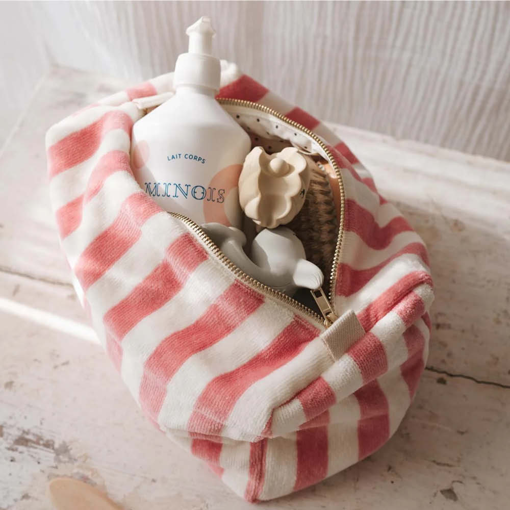 Toiletry Bag in strawberry striped