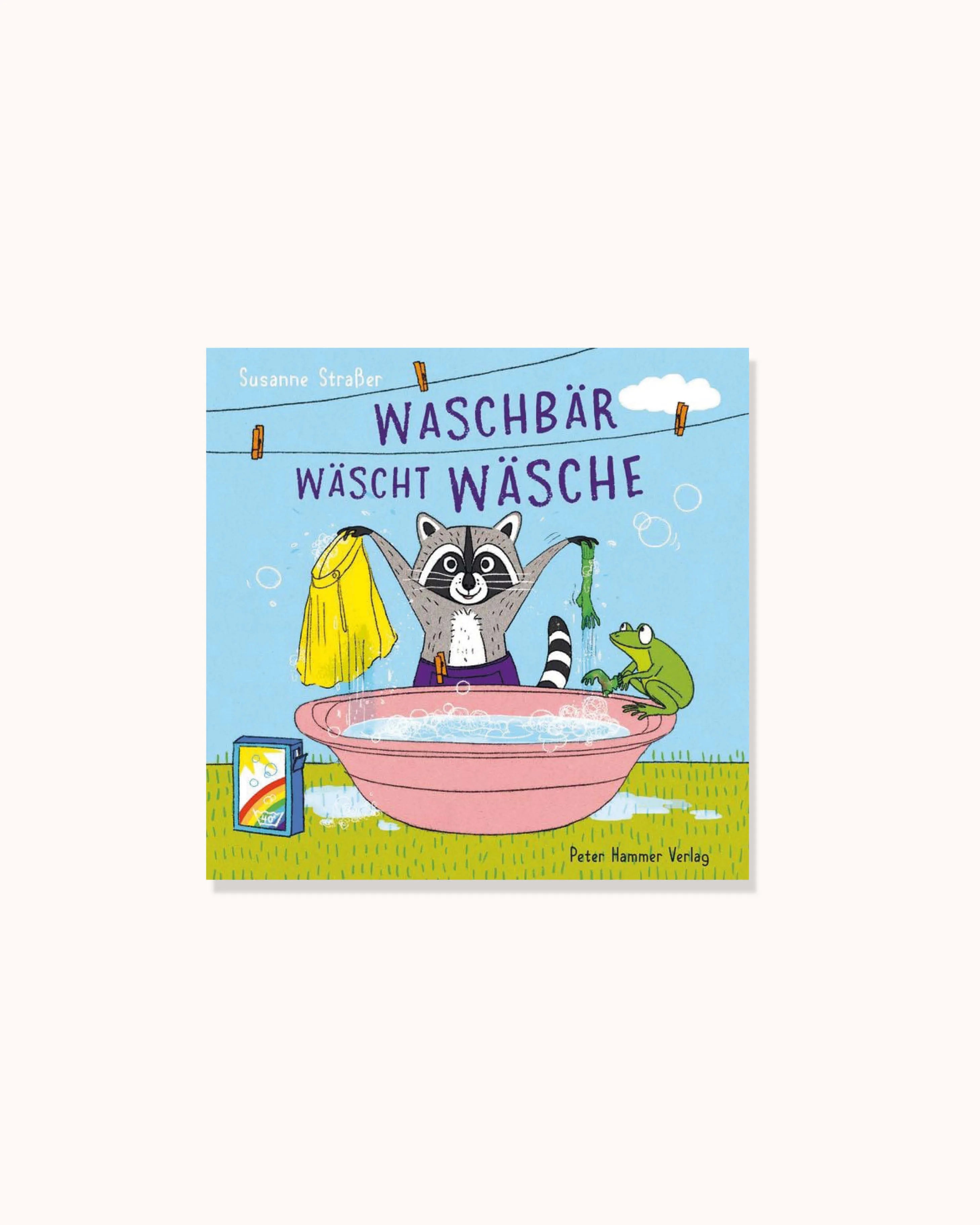 Waschbär wäscht Wäsche