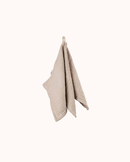 Musselin Waschlappen Set in seabreeze beige