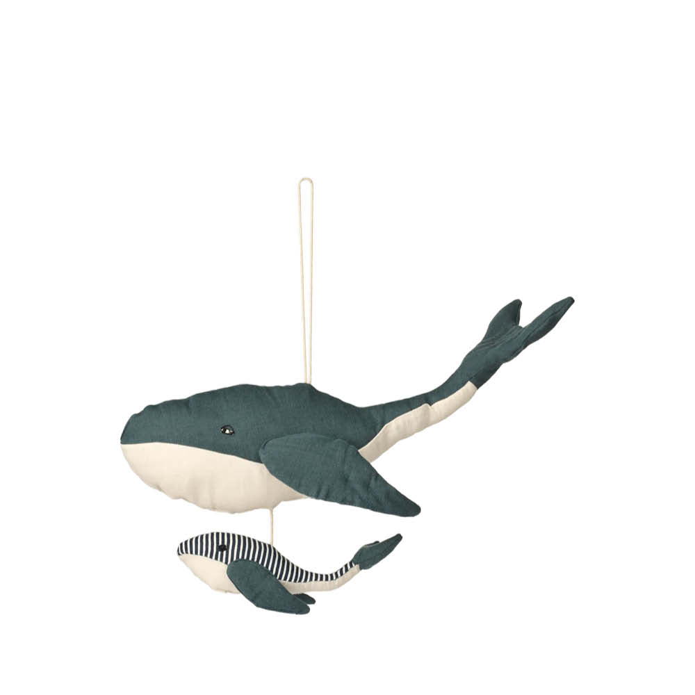 Mobile bébé Levy en bleu baleine