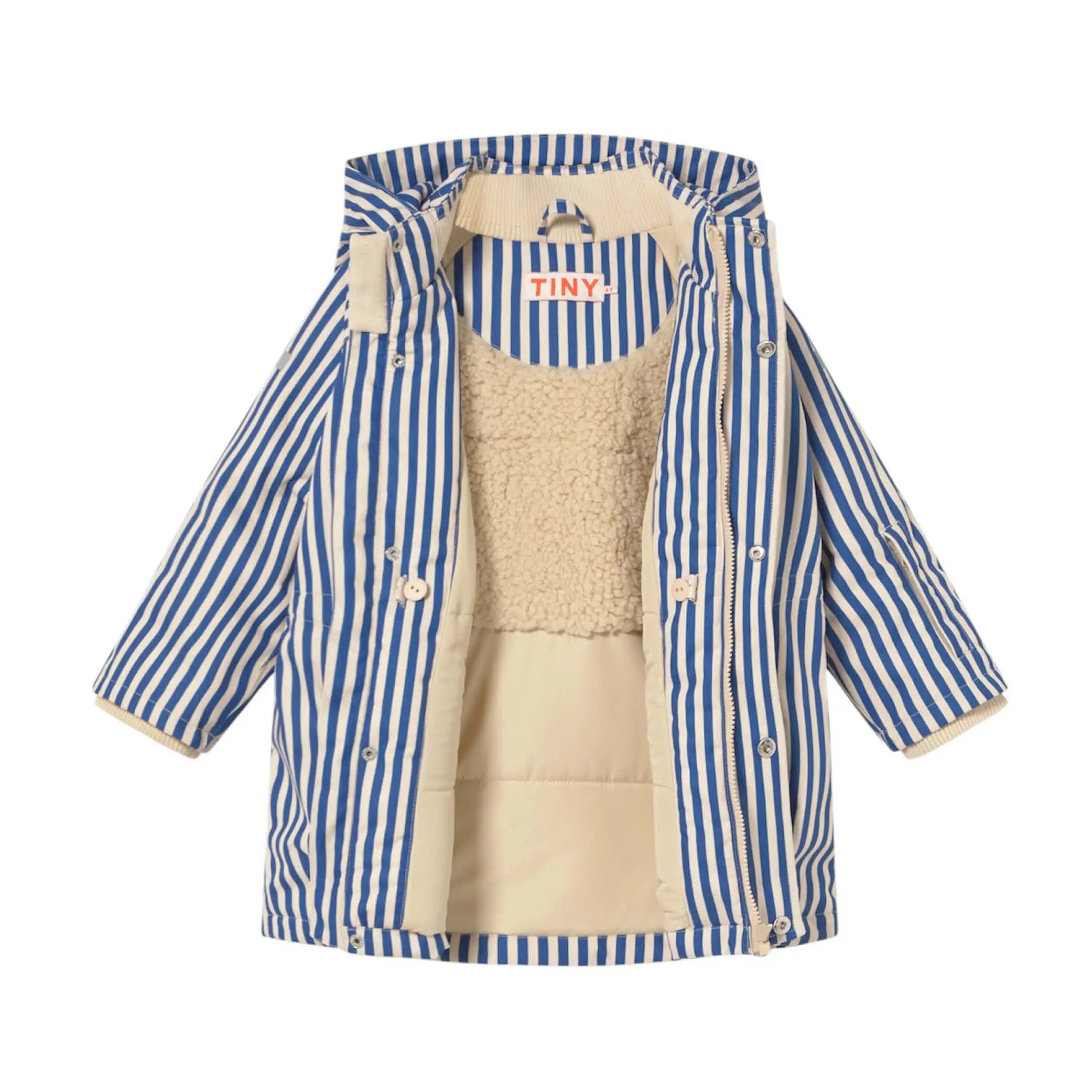 Schneejacke in blau gestreift