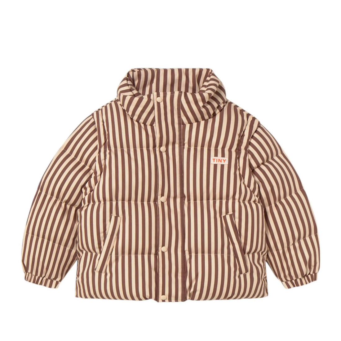 Pufferjacke &amp; -weste in braun gestreift
