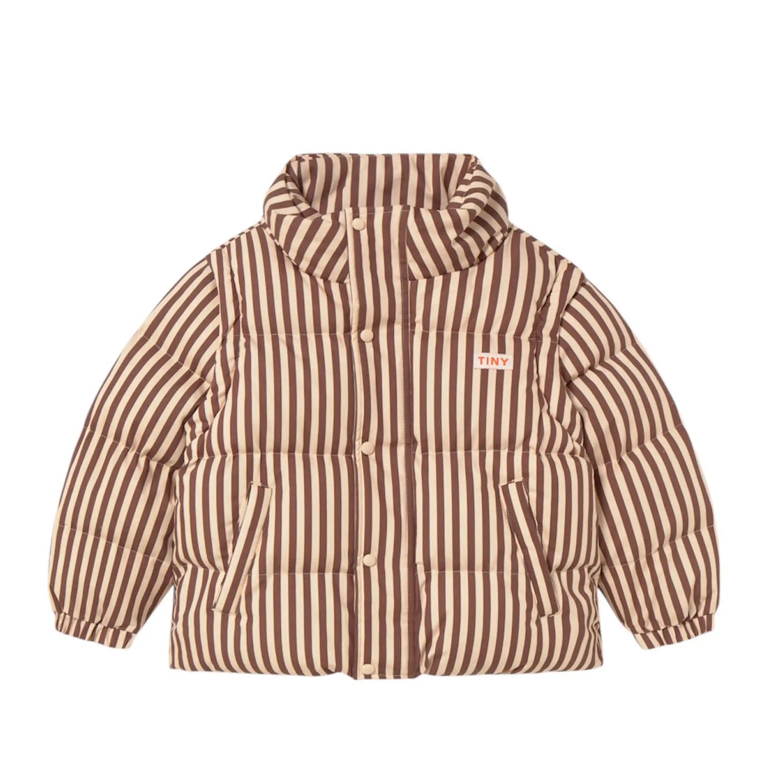 Pufferjacke &amp; -weste in braun gestreift