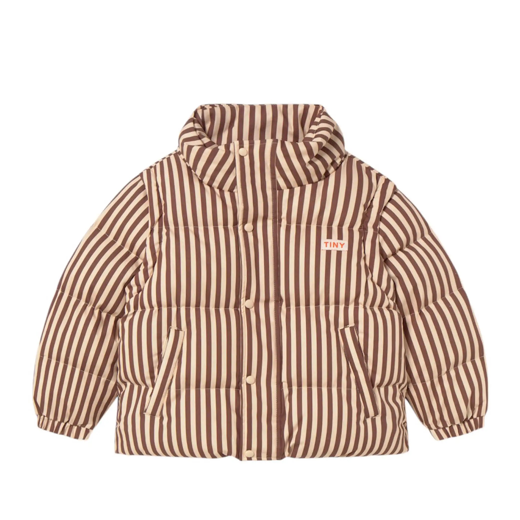 Pufferjacke &amp; -weste in braun gestreift