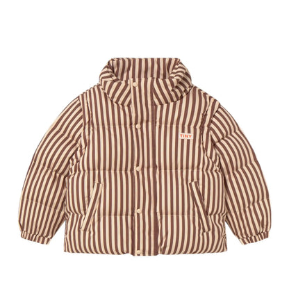 Pufferjacke &amp; -weste in braun gestreift