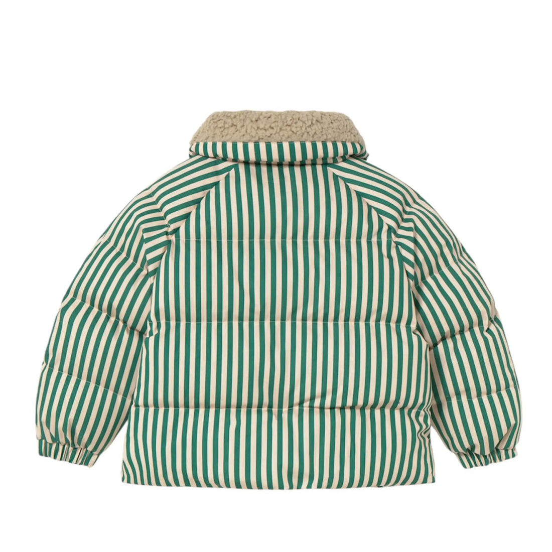 Short Padded Jacket in green striped