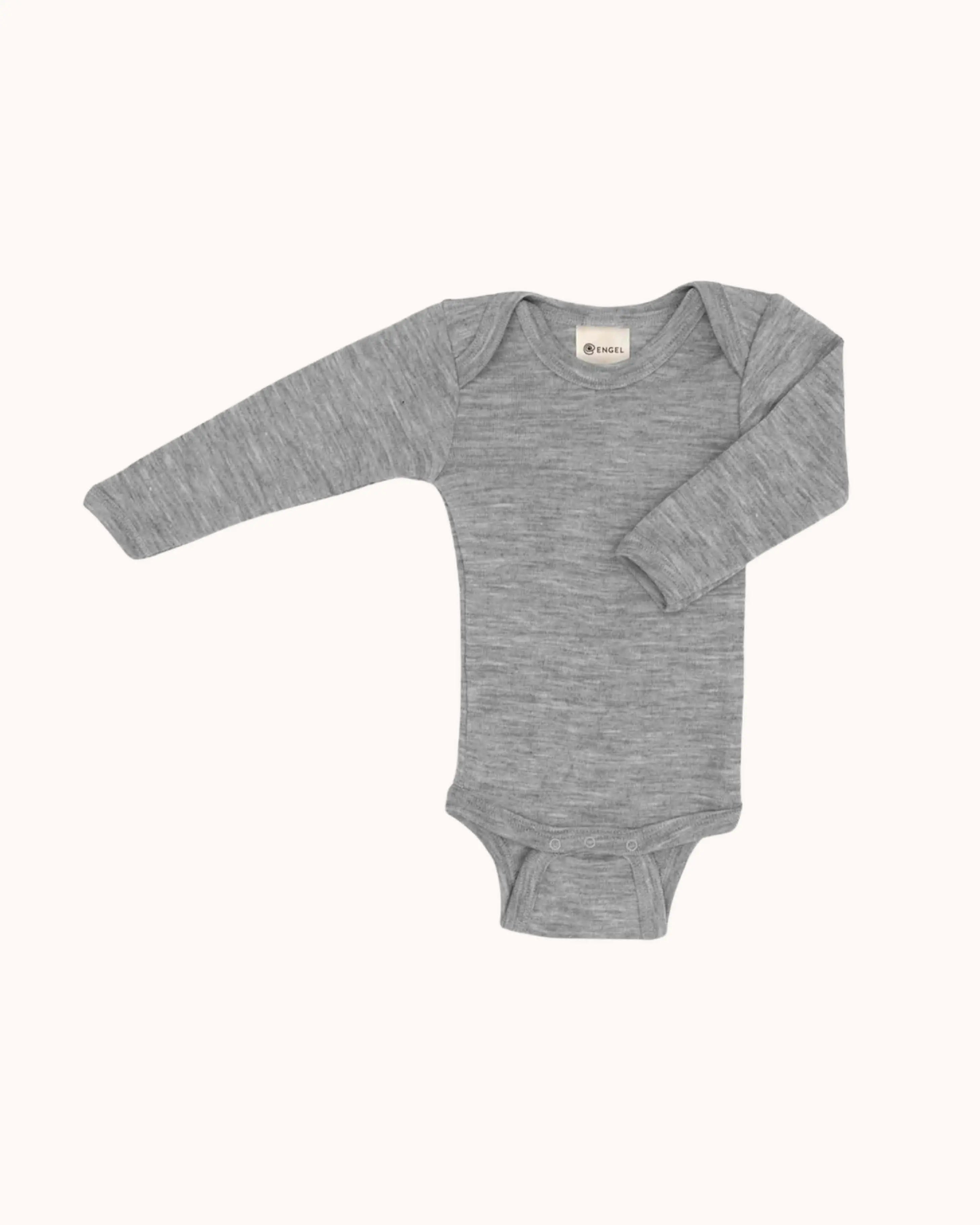 Langärmliger Body aus Wolle/Seide in grey melange