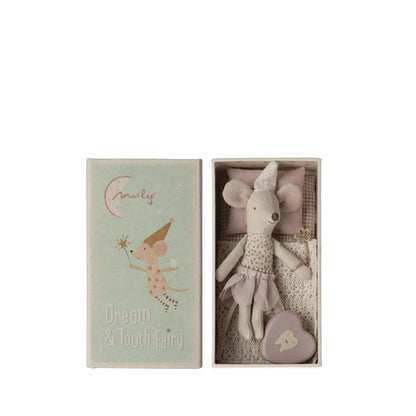 Tooth Fairy Mouse in rose Matchbox with Tooth Box