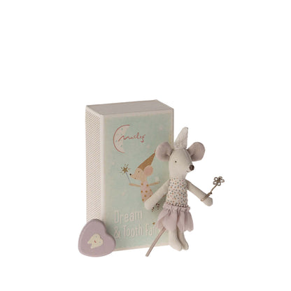 Tooth Fairy Mouse in rose Matchbox with Tooth Box