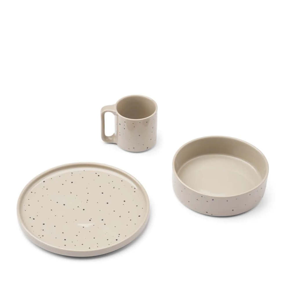 Service de table en porcelaine Camren à pois éclaboussés/brumeux