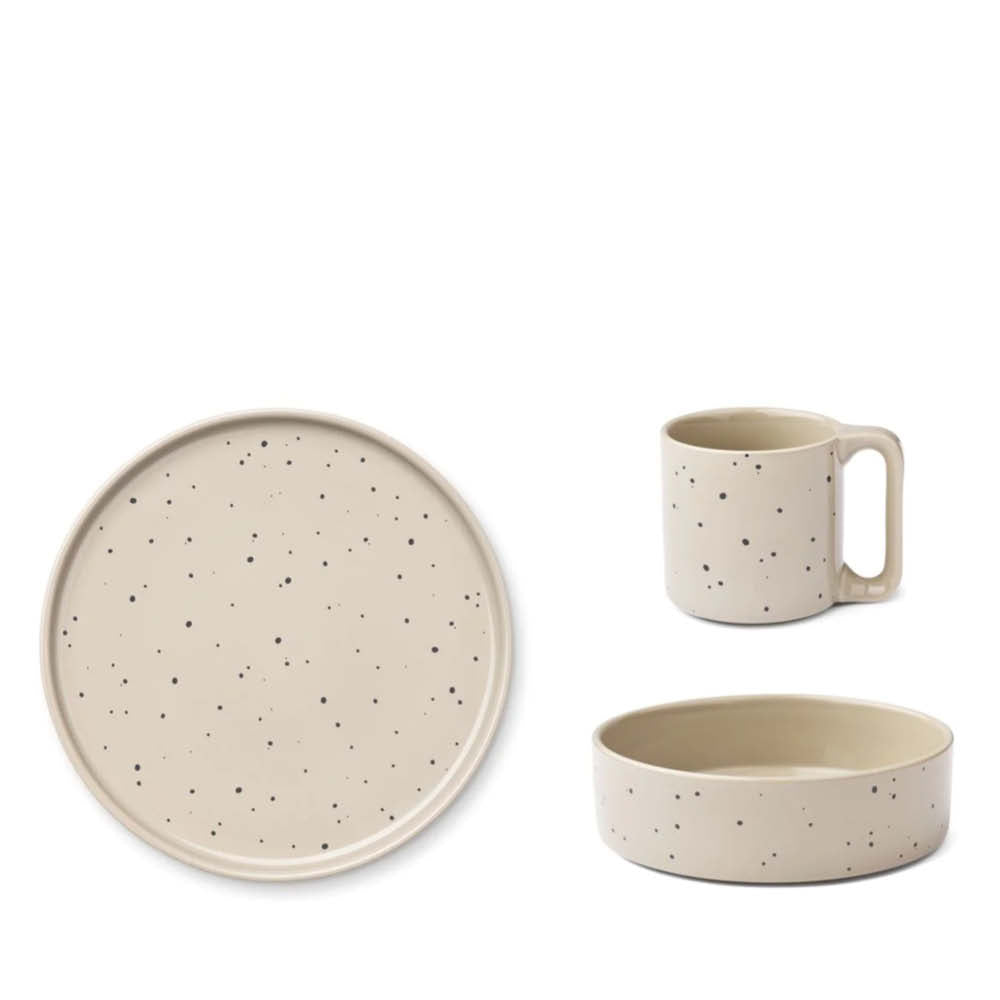 Service de table en porcelaine Camren à pois éclaboussés/brumeux