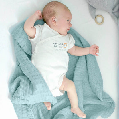 4 in 1 baby muslin blanket in jade green