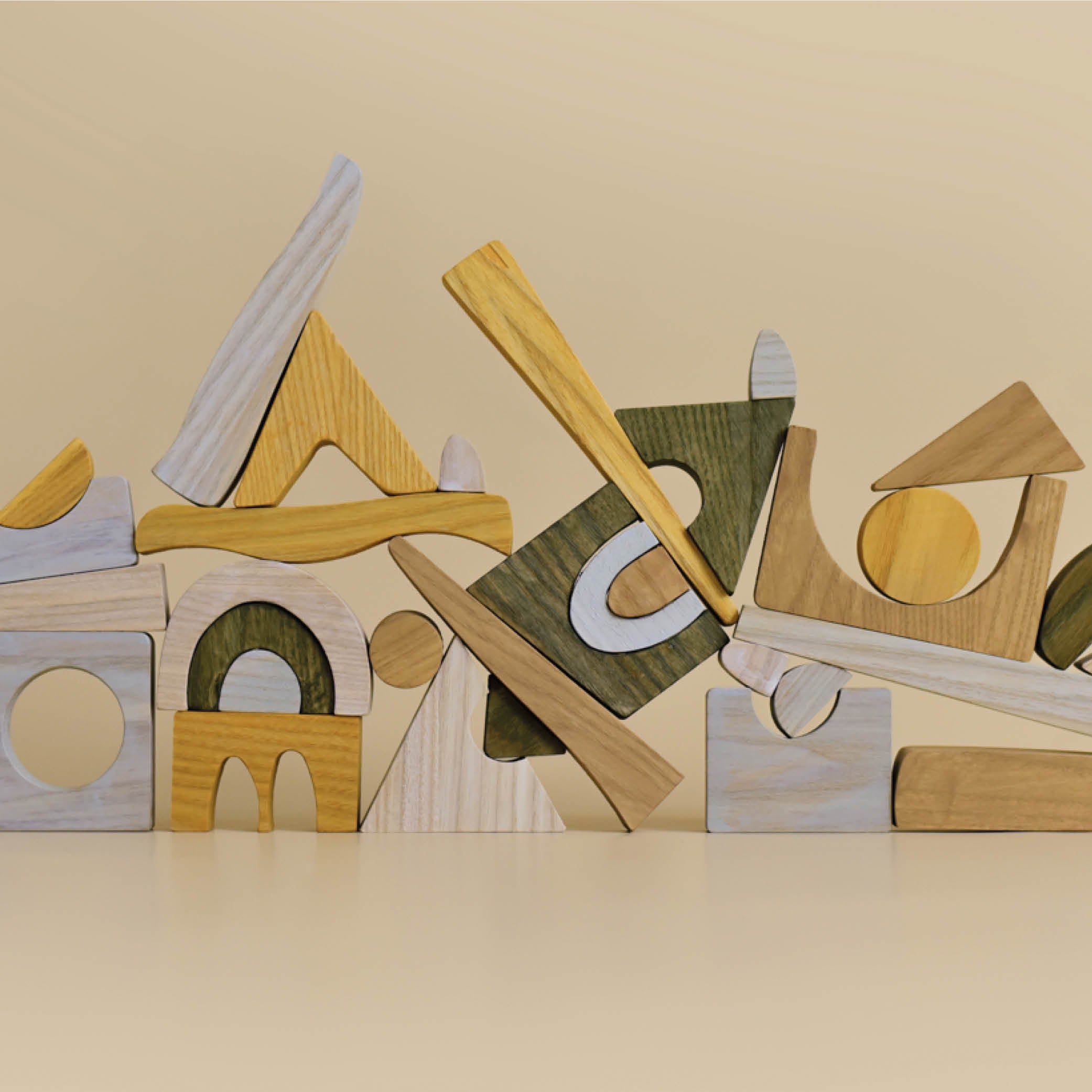 Kinder und Kleinkinder 3D Puzzle Holzbausteine Bausteine aus Holz mit speiseechten Farben von Min Min Copenhagen bei kinder & konsorten in Düsseldorf Germany Deutschland
