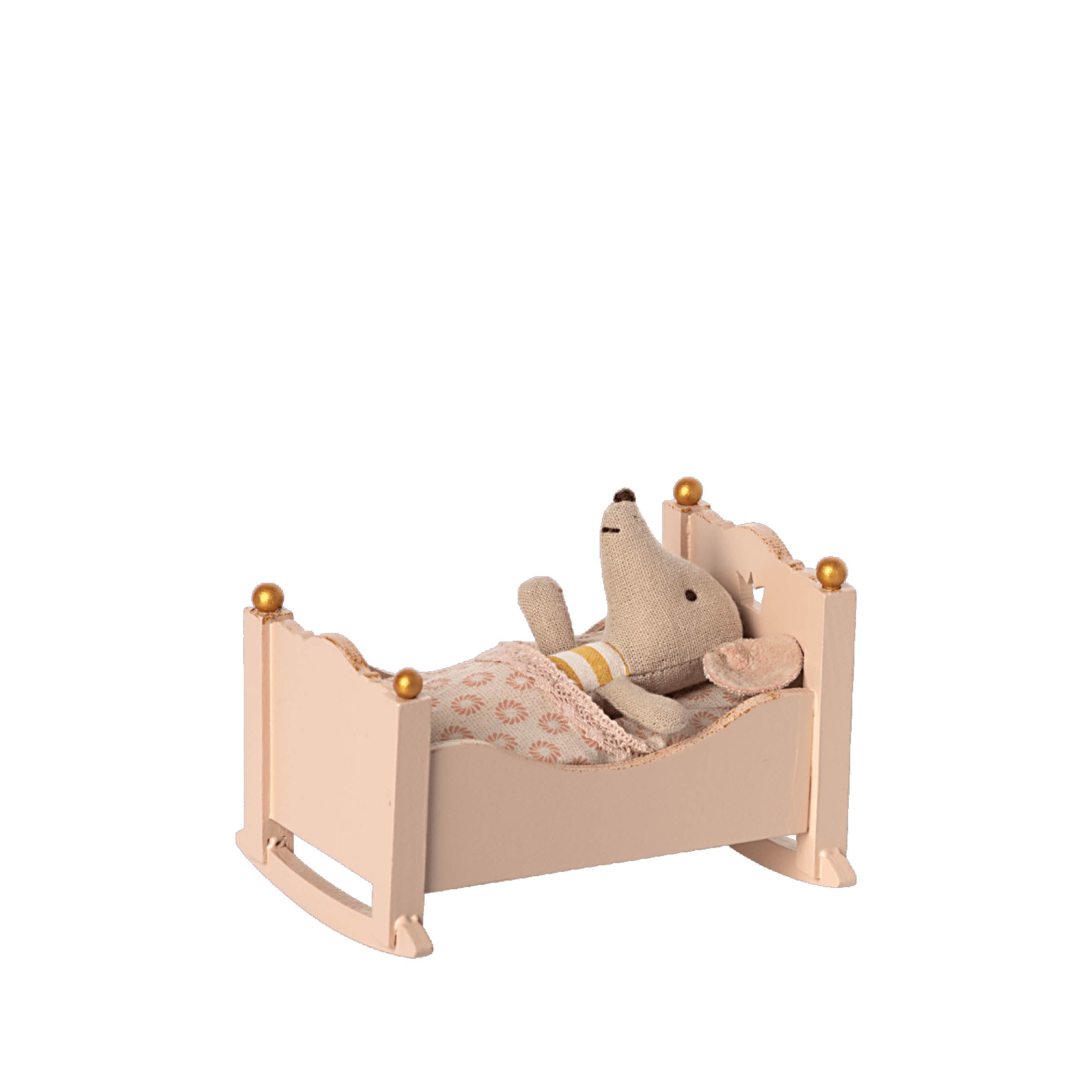 Mice, baby cradle in rose