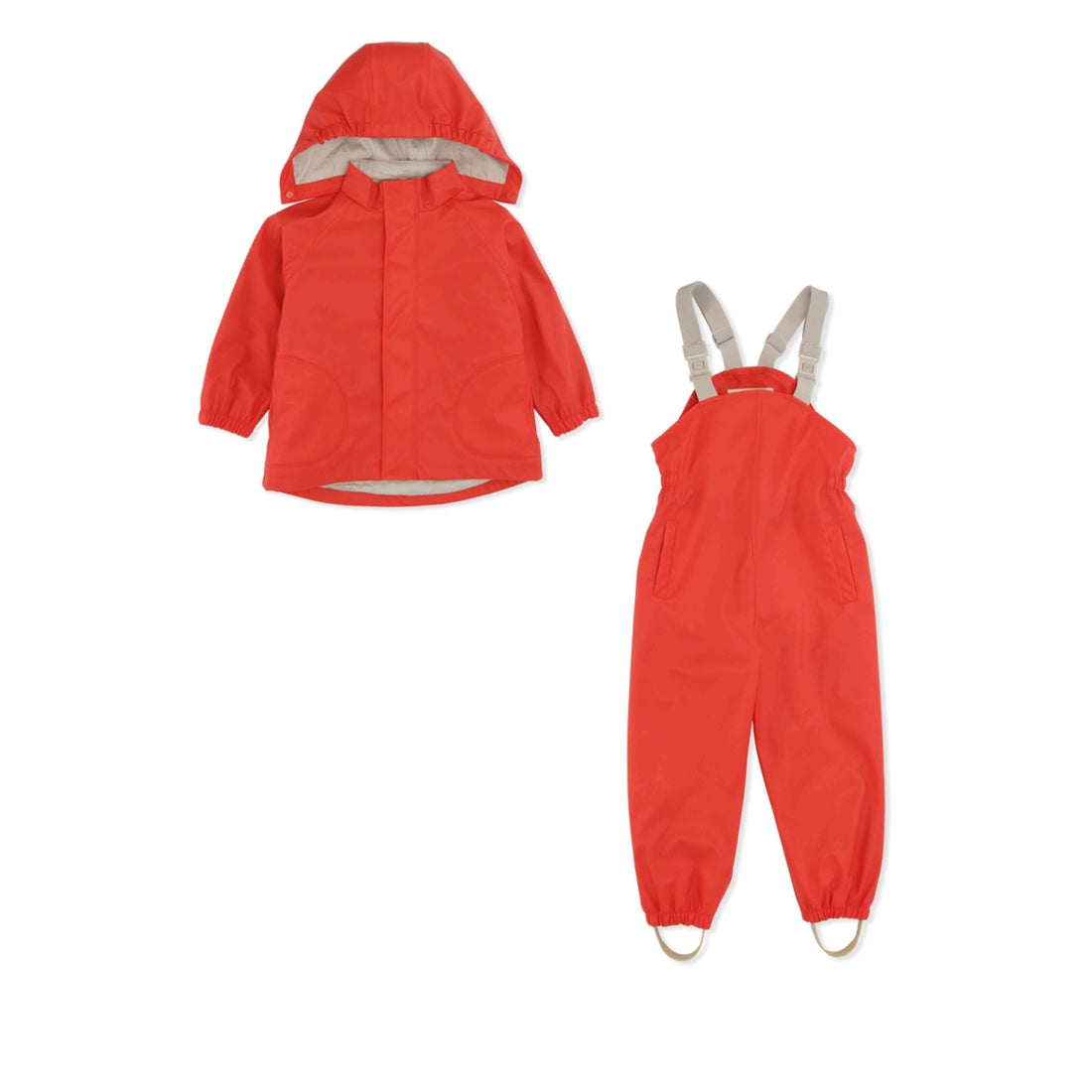 2er Set, Regenjacke und-hose in fiery red für Kinder und Kleinkinder von Kongos Sløjd