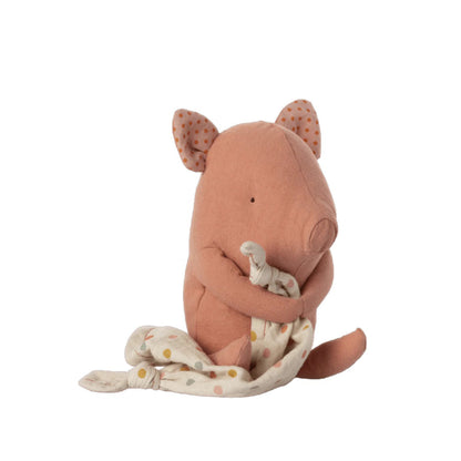 Baby Spieluhr Schwein Schweinchen mit Schnuffeltuch Lullaby Friends aus Leinen und Baumwolle von Maileg bei kinder und konsorten Babyladen