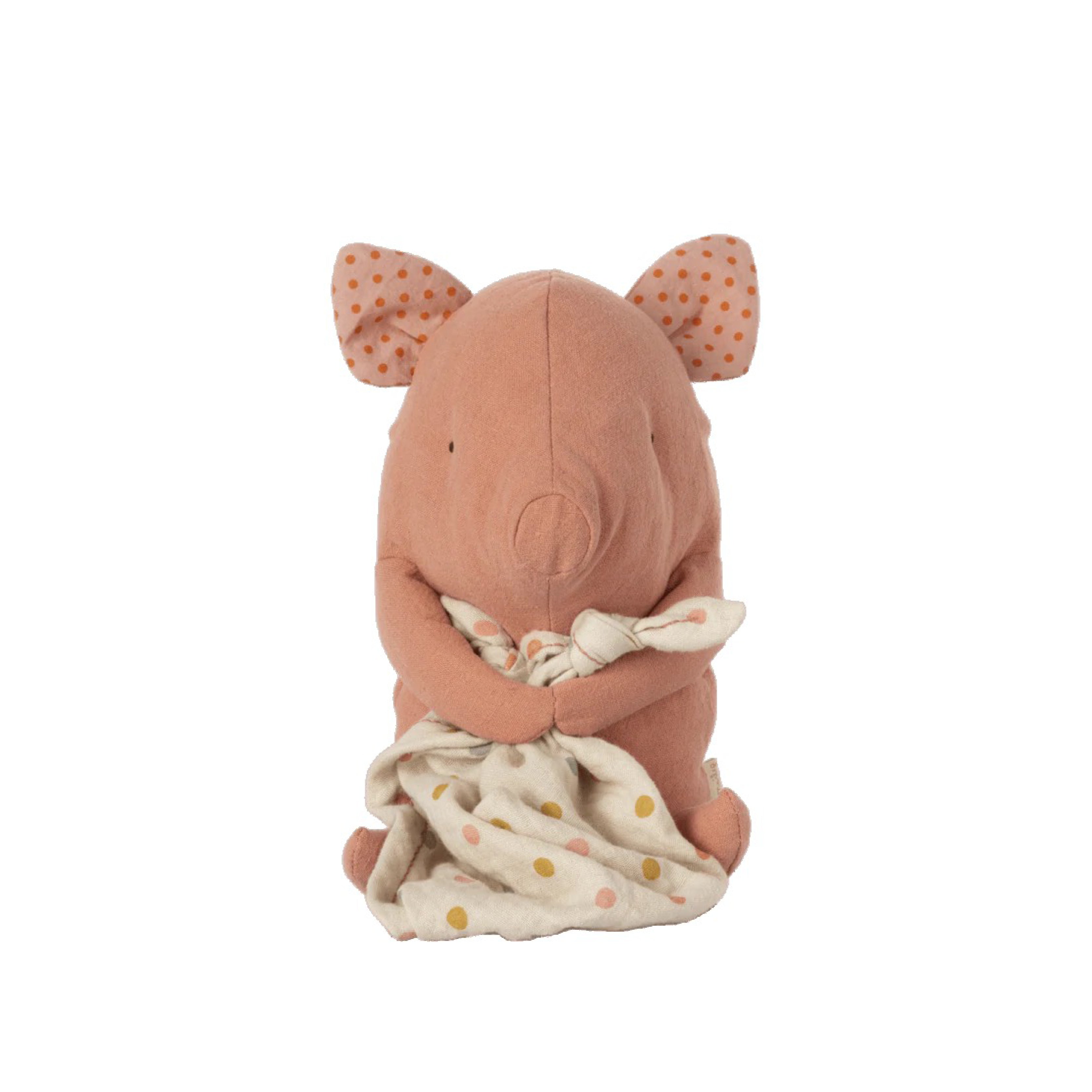 Baby Spieluhr Schwein Schweinchen mit Schnuffeltuch Lullaby Friends aus Leinen und Baumwolle von Maileg bei kinder und konsorten Babyladen