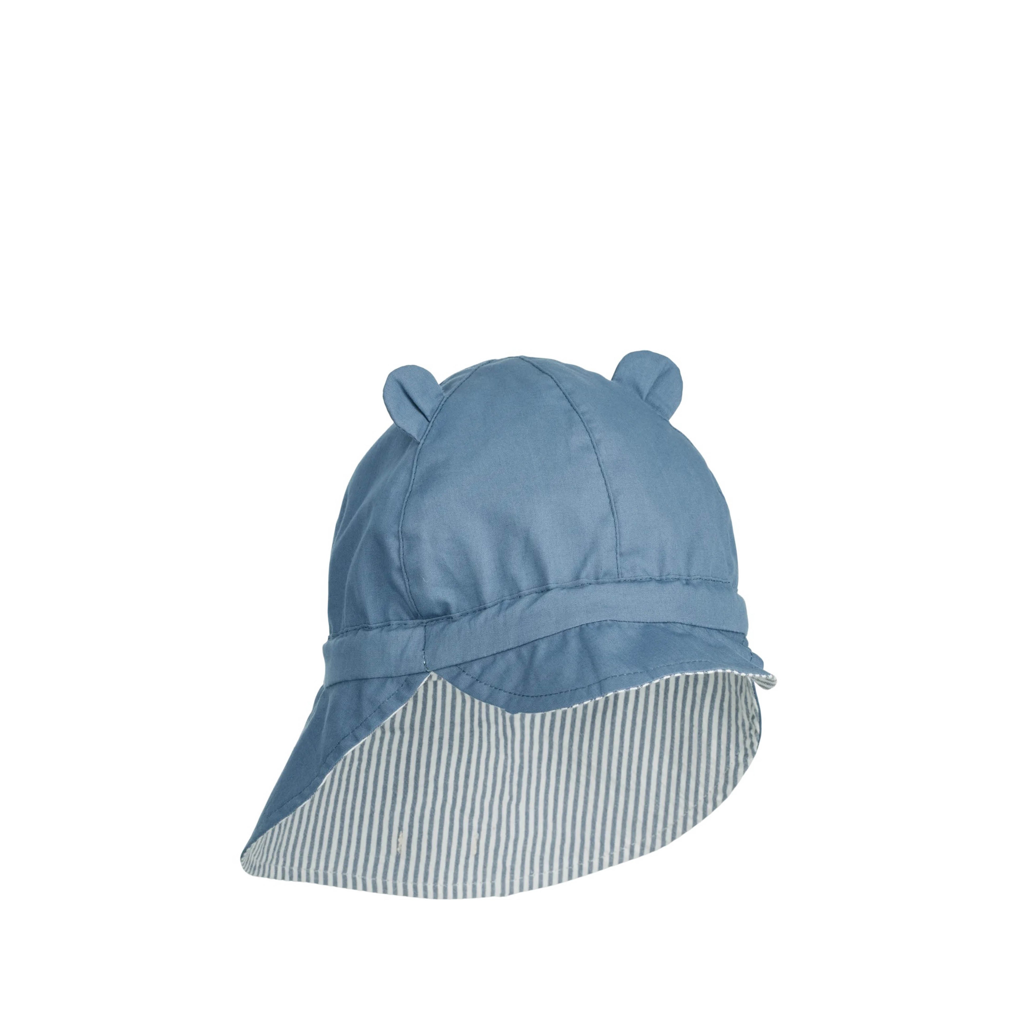 Sun hat Gorm in blue wave/creme de la creme striped