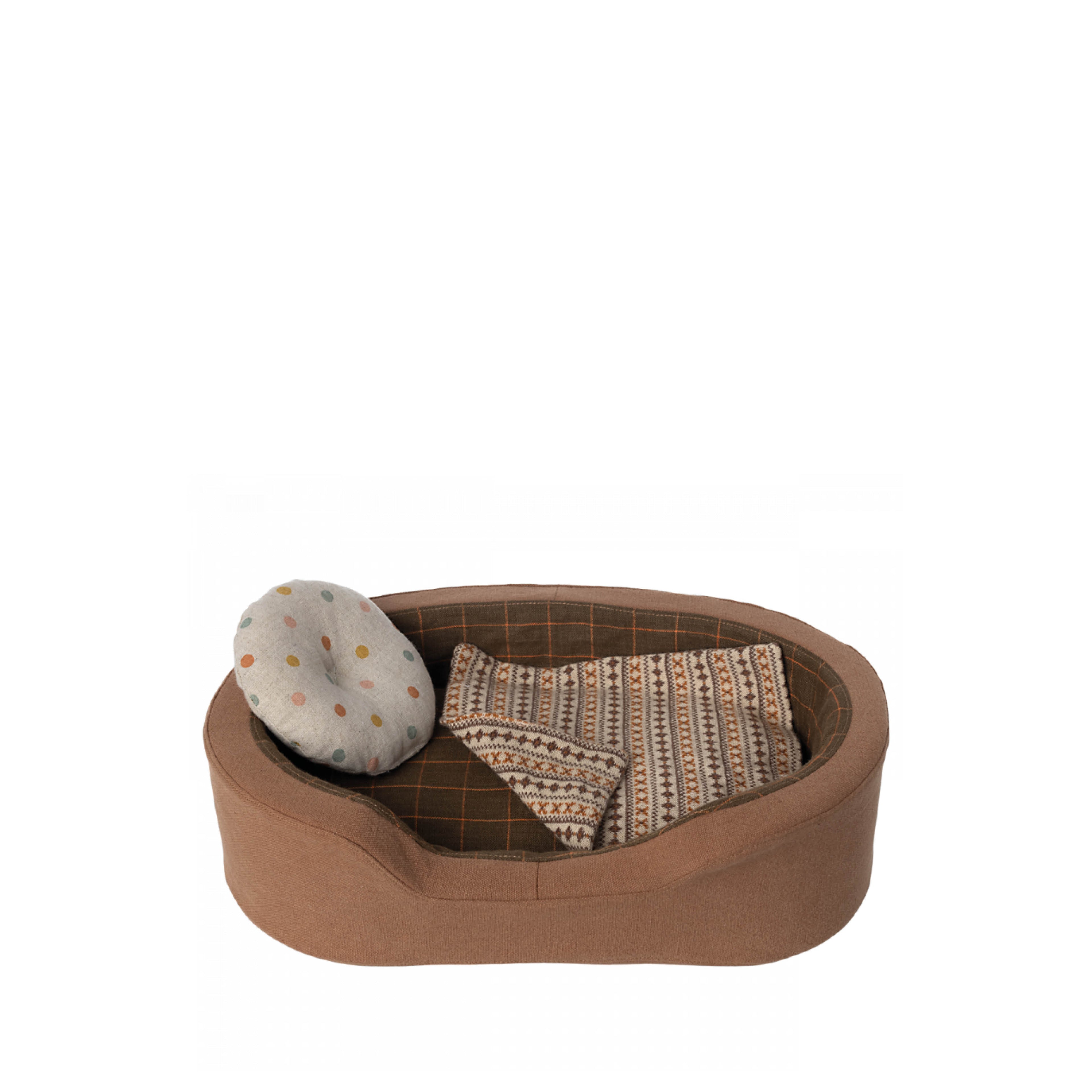 Plush Puppy Basket in brown