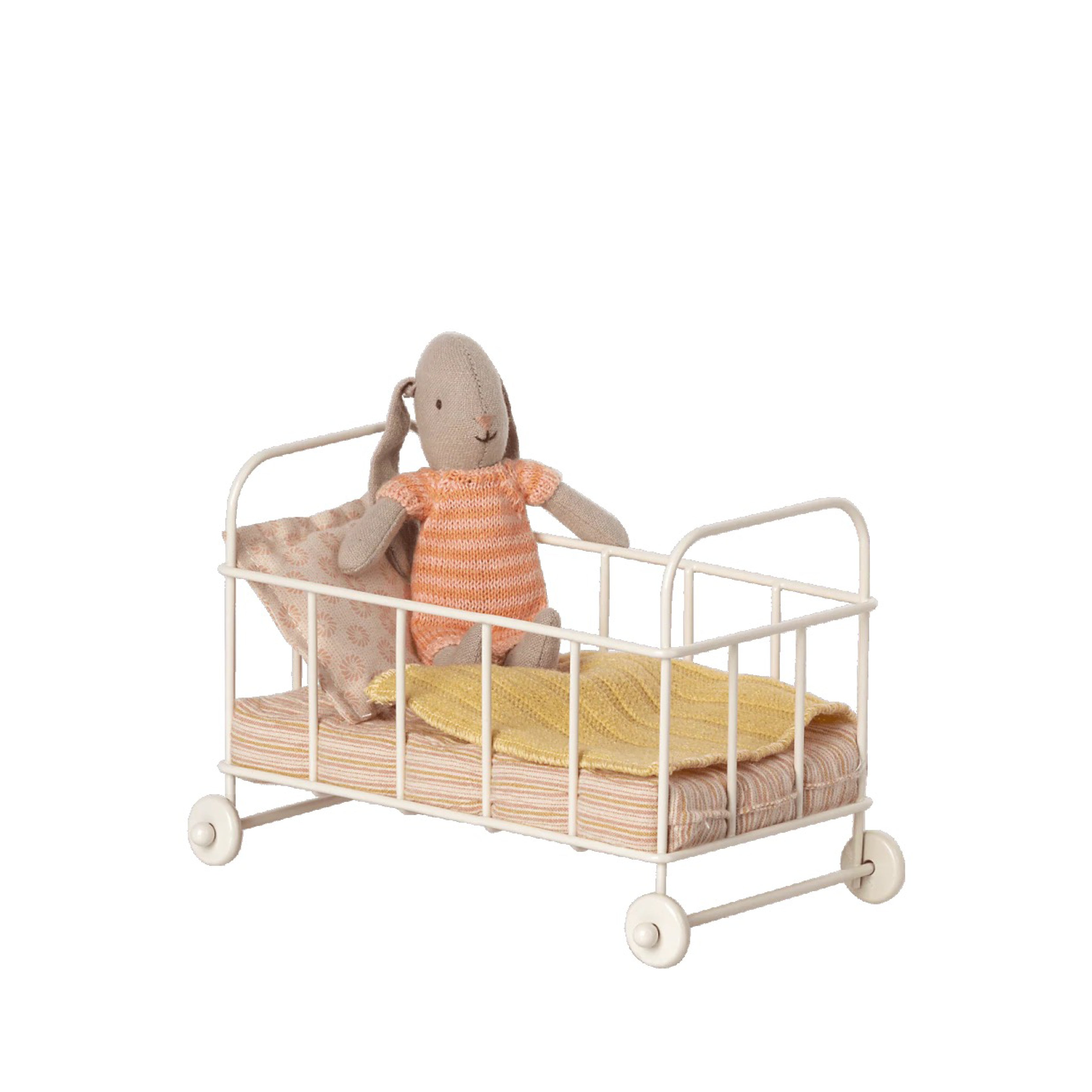 Mice, cot with wheels in pink