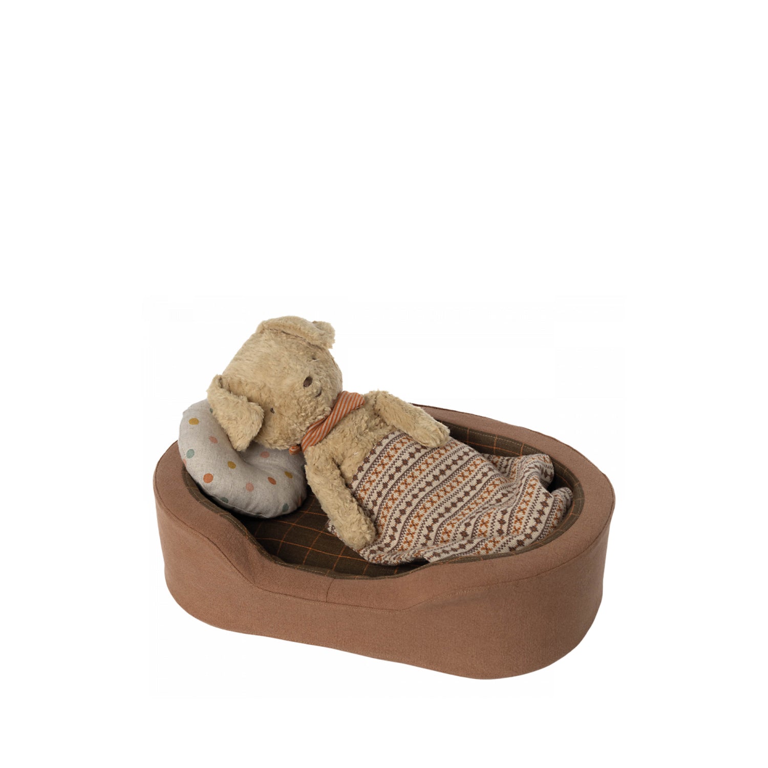 Plush Puppy Basket in brown